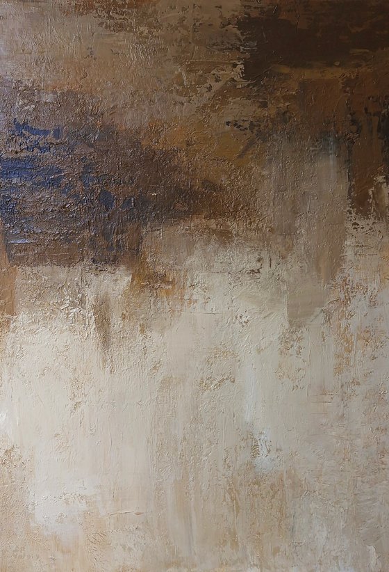 "Glow" Brown beige minimalist textured art