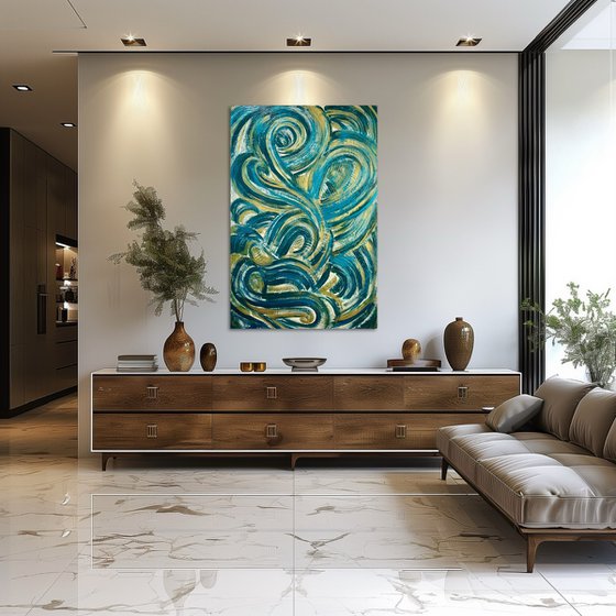 Golden waves 120x80x2 cm