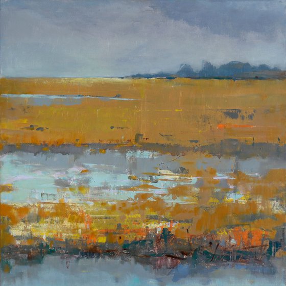 Autumn 30x30inch 76x76cm Original Painting on Canvas by Bo Kravchenko