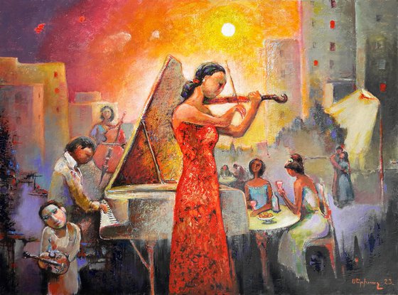 Moon sonata (80x60cm, oil/canvas, ready to hang)