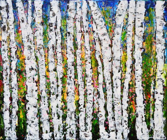 Aspen Trees 02 - Modern Textured Abstract Gift Idea