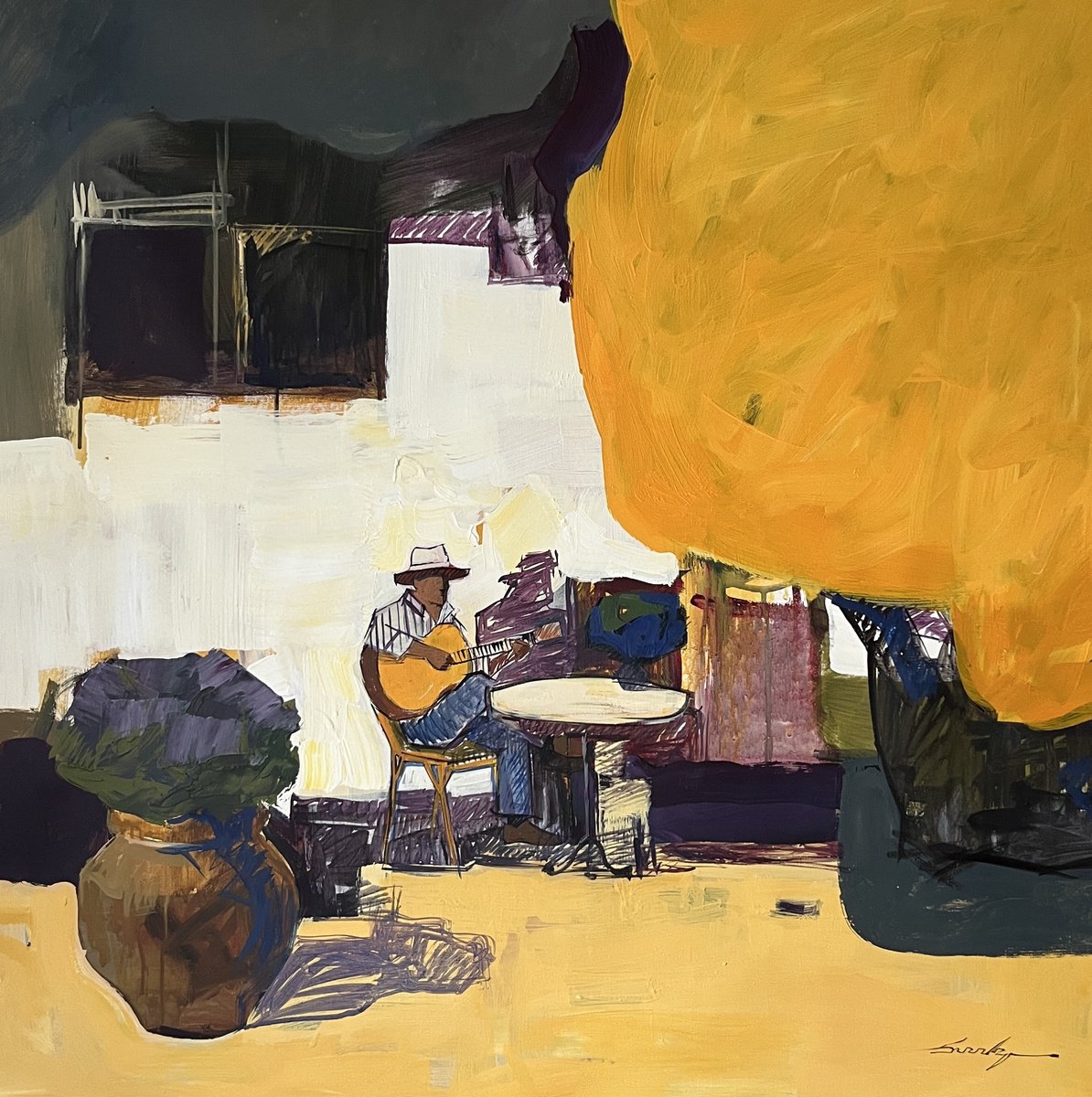 Abstract Cityscapes Acrylic Painting By Jacob Burda, 36 X 36, Autumn Melody, Original Artwork