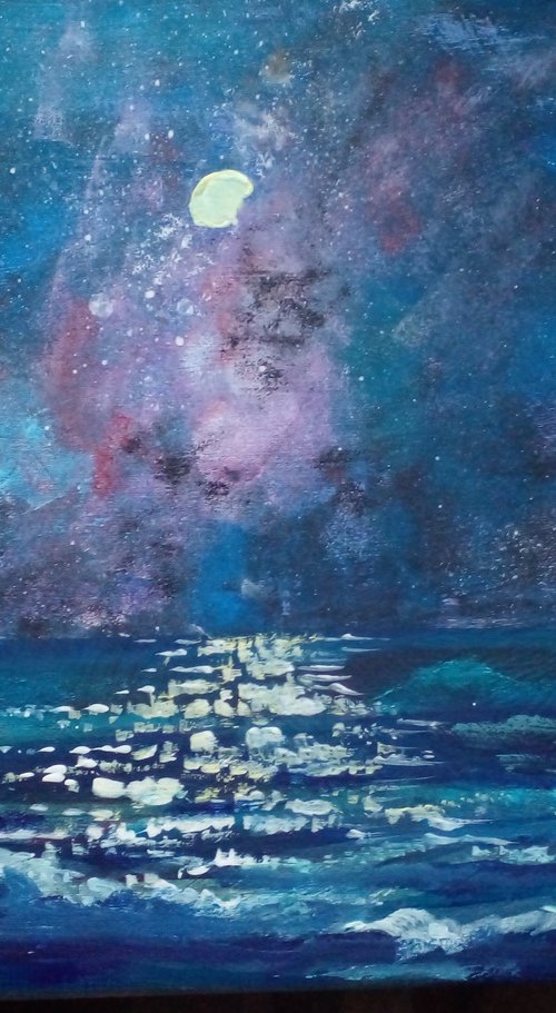 Night Moony Seascape by Oxana Raduga