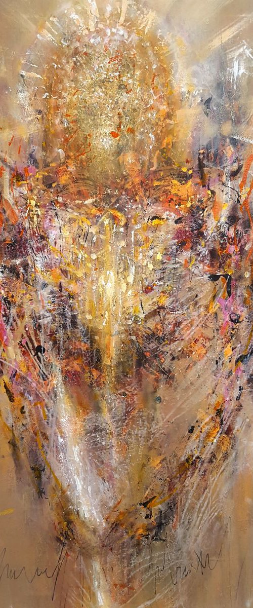 VERY LARGE LIGHT ANGEL SPIRITUAL METAPHYSIC ONEIRC PAINTING BY ARTIST O KLOSKA by Kloska Ovidiu