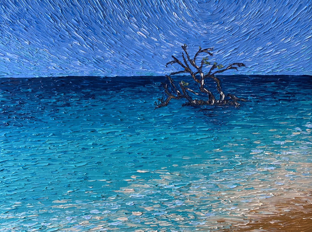 Impressionistic Landscape Acrylic Painting By Guzaliya Xavier, 31 X 24, Paradise, Original Artwork