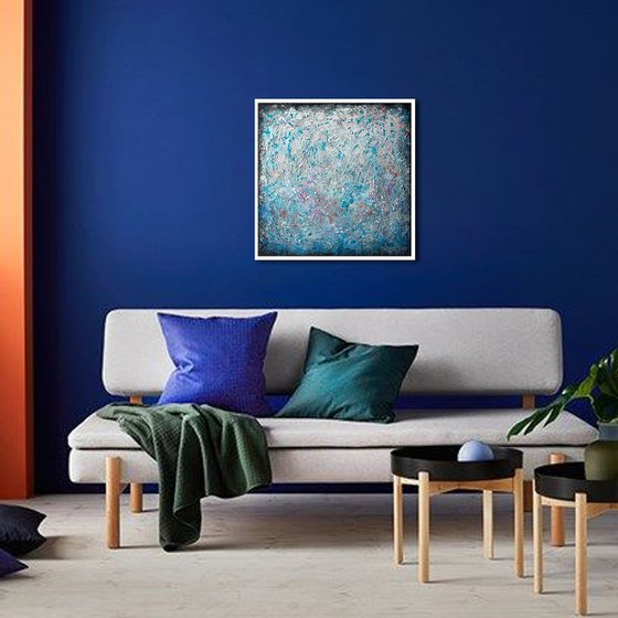 TURQUOISE DREAM (Heavy texture Palette knife Original Abstract Painting)