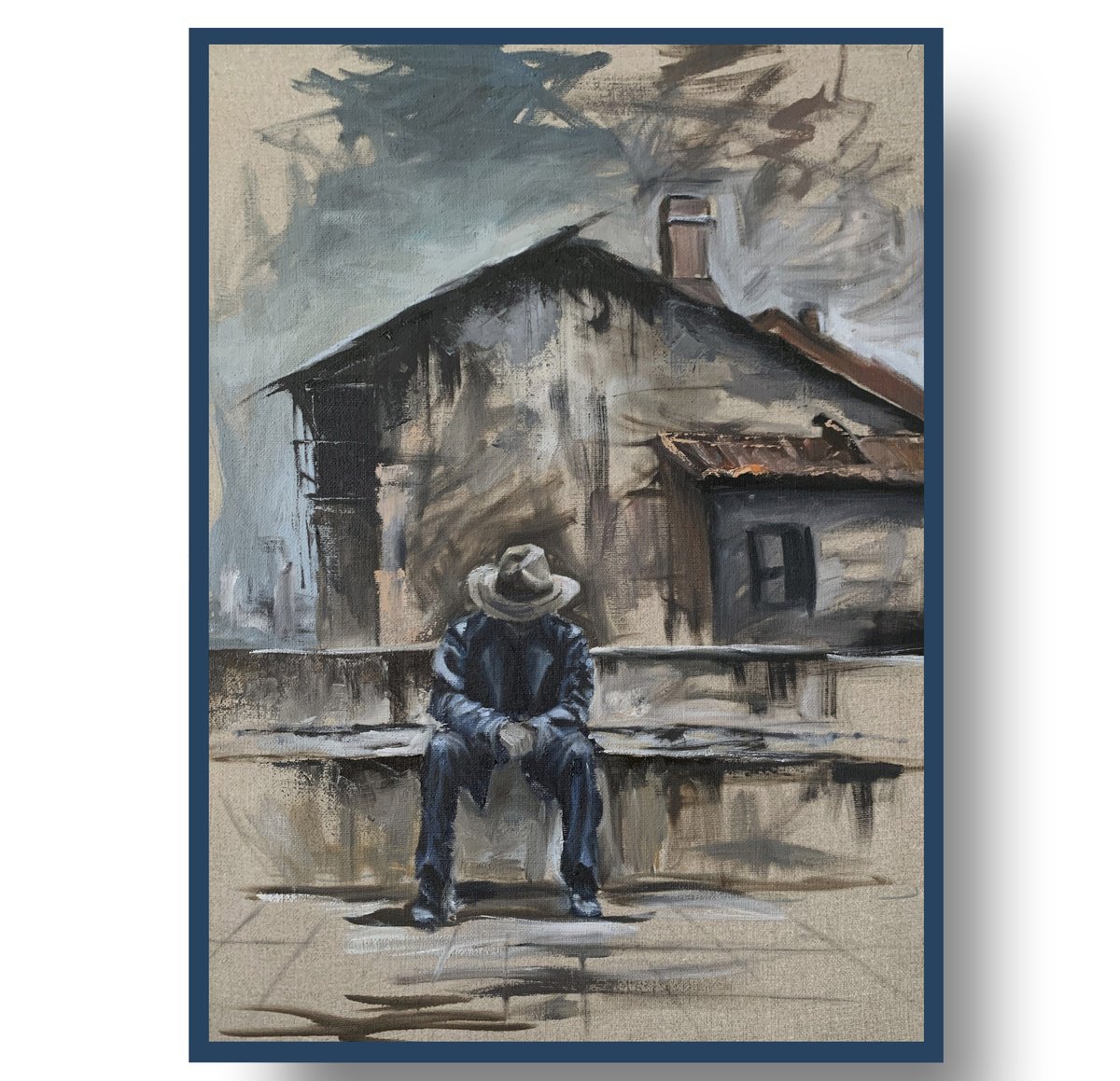 Expressive Portrait Oil Painting By Vita Schagen, 24 X 31", Between Light And Memory, Original Artwork