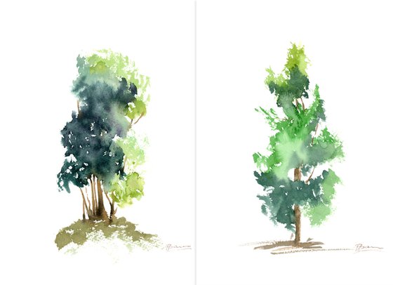 Set of 2 Tree Paintings