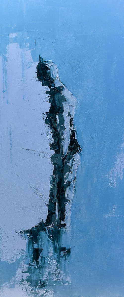 Hard walk. walker on street. abstract figurative art by Marinko Šaric