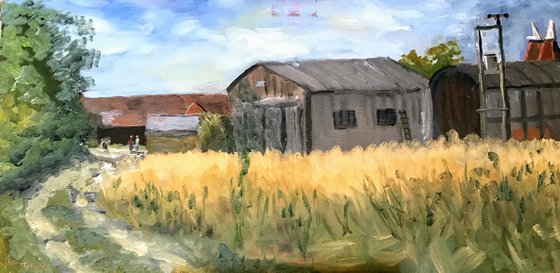 Meeting at the Farm - an original oil painting