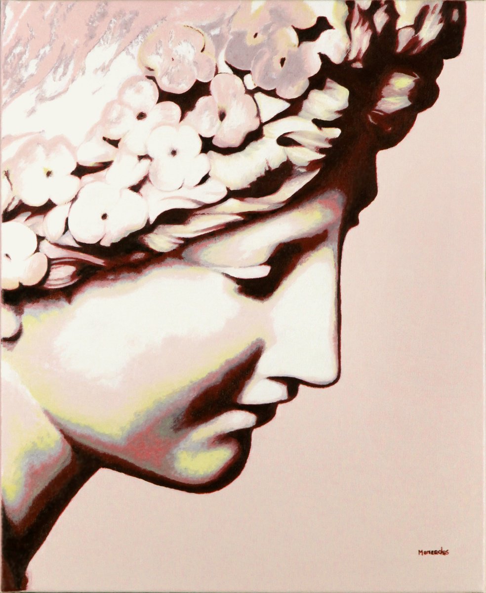 Expressive Portrait Oil Painting By Mercedes Soret, 20 X 24", Inspire De La Nymphe Salmacis, Original Artwork