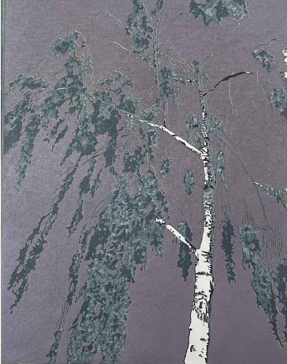 Birch Tree Linocut Print