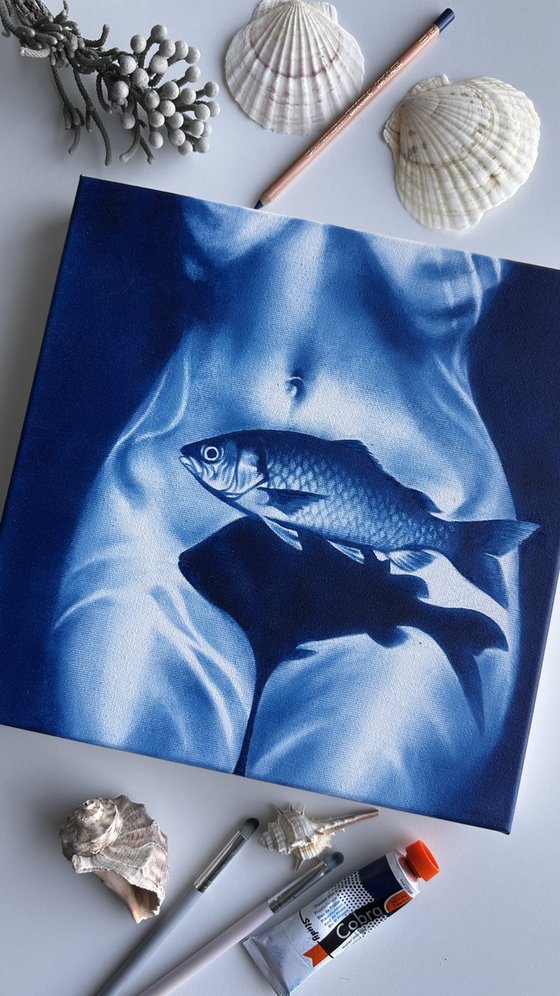 Something Fishy – Blue Nude with Fish