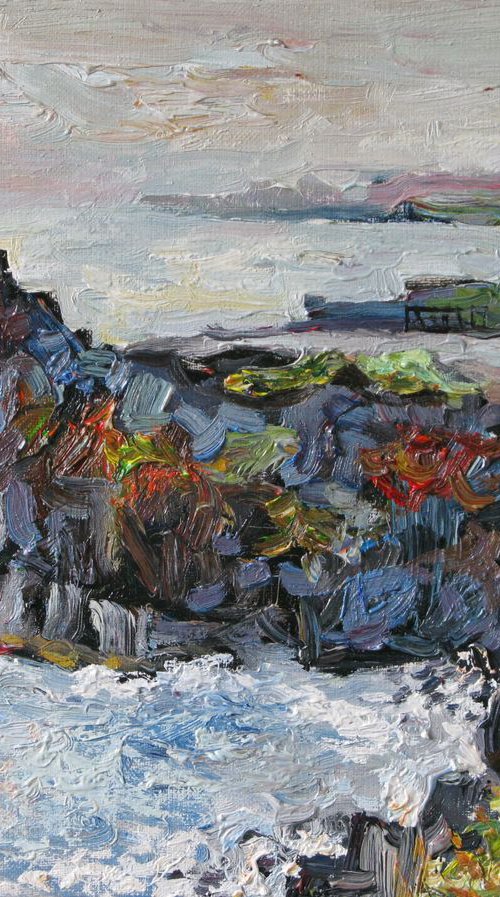 Rocks, sea sky. by Nikifor Swiristuhin