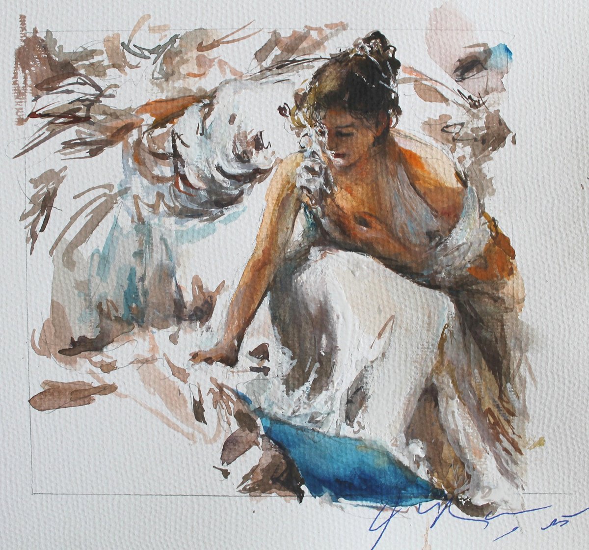Impressionistic Watercolour , The Rest After The Show... By Maximo Damico, 12 X 12, Artwork For Sale On Artfinder