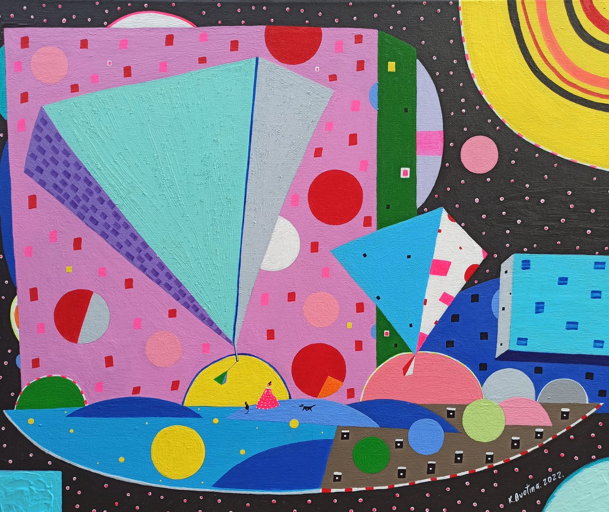 Impressionistic Abstract Acrylic Painting By Katrina Avotina, 24 X 20", Enlighten My Own Mystery, Original Artwork