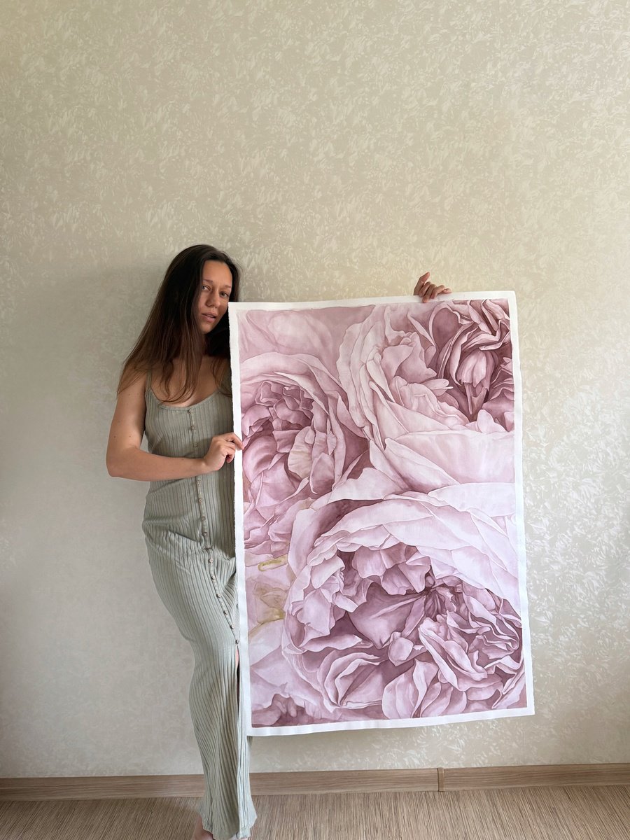 Impressionistic Watercolour , English Rose Universe By Anna Lyashenko, 30 X 44, Artwork For Sale On Artfinder