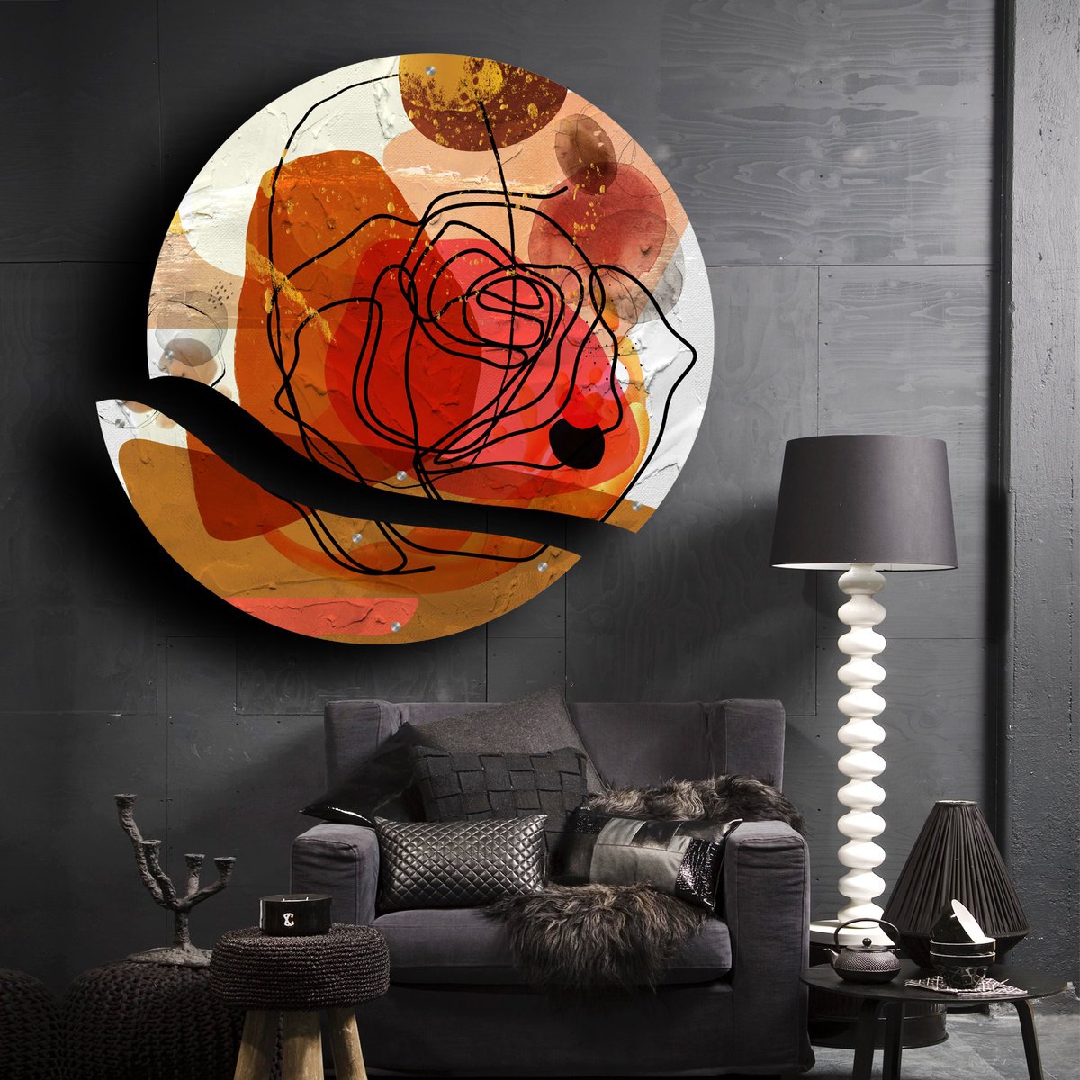 Abstract Print By Lynne Godina-Orme, 49 X 49", Puppet On A String - Diptych, Original Artwork