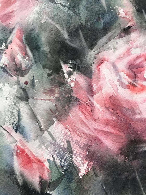 Pink roses.  one of a kind, original watercolor