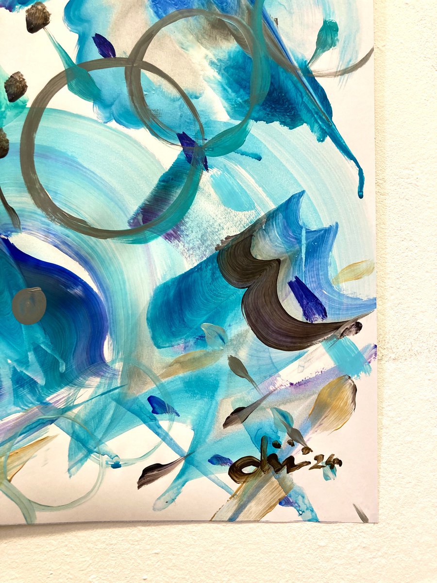 Organic Abstract Acrylic Painting By Daichi Matsusaki, 20 X 39, Color Dance 191224, Original Artwork