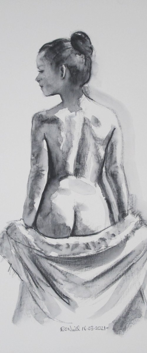 Standing female nude back view by Rory O’Neill