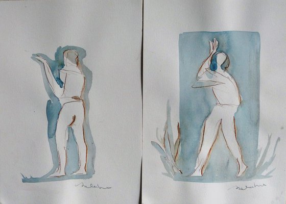 Two sketches - The Garden of Eden, 21x29 cm