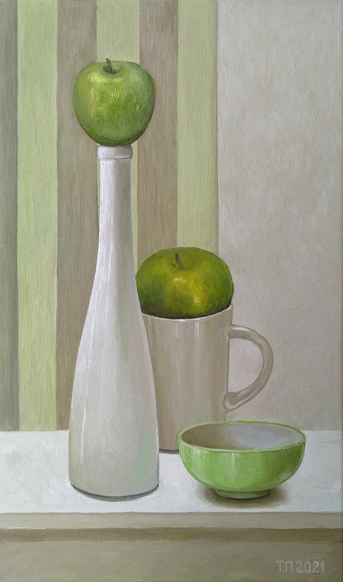 Two green apples by Tatiana Popova