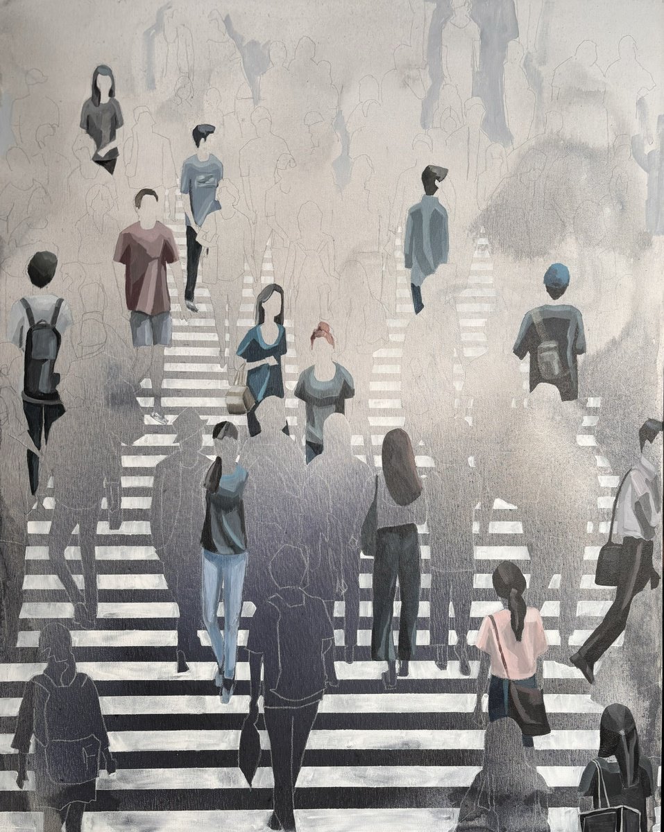 Urban And Pop Acrylic Painting , Living In A Hurry By Martta Garcia, 29 X 36, Artwork For Sale On Artfinder