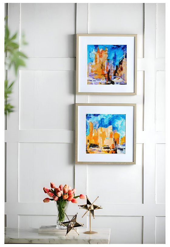 Abstract cityscape (diptych)