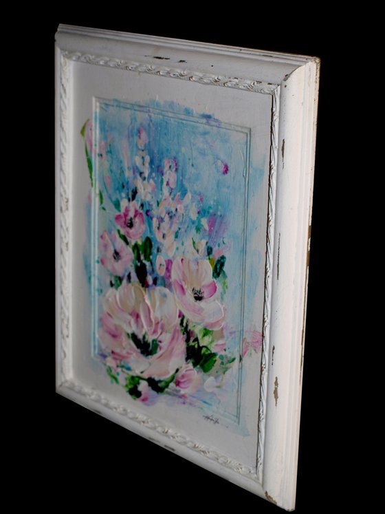 In The Cottage Garden 4 - Framed Floral Painting by Kathy Morton Stanion