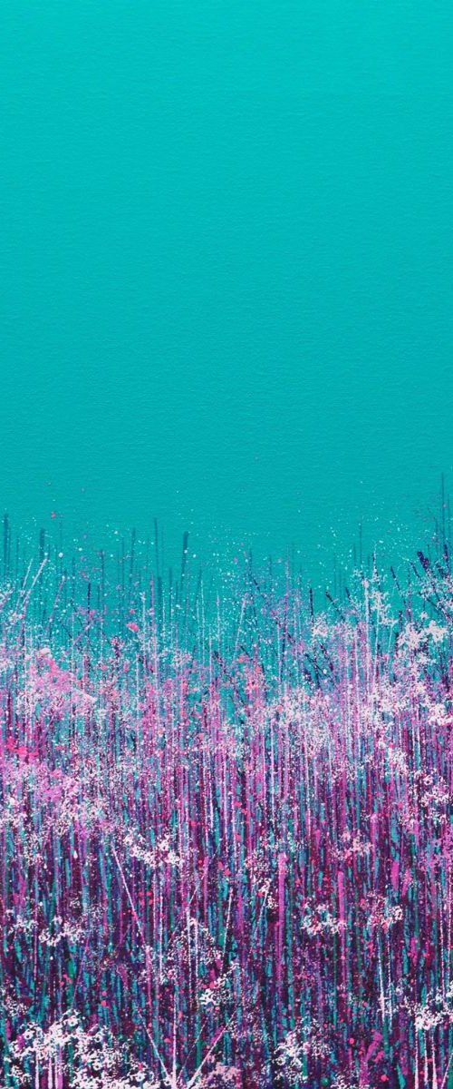 Flowers under teal sky... by Marc Todd