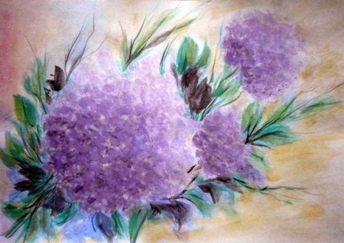 Still life with a hydrangea - watercolor .. by Emília Urbaníková