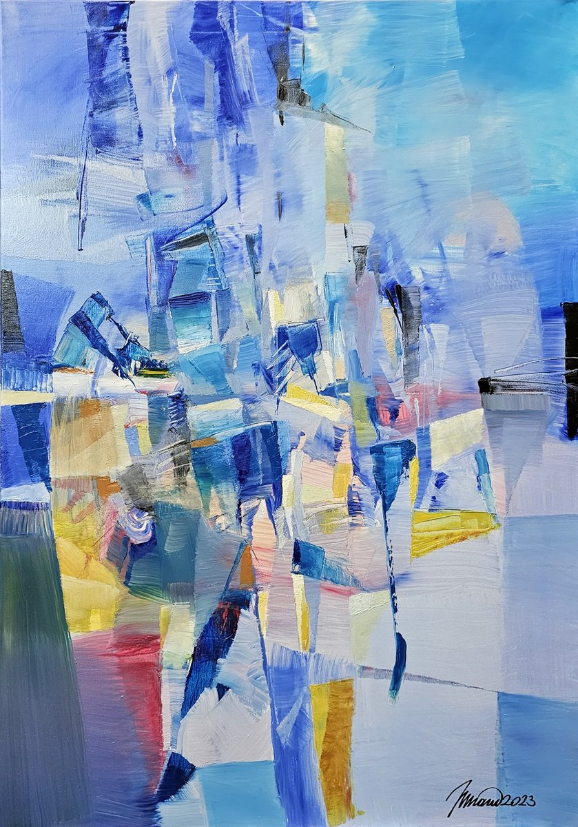 Abstract Oil Painting By Taidakov Nikolai, 28 X 39", Twilight... Evening Is Coming, Original Artwork