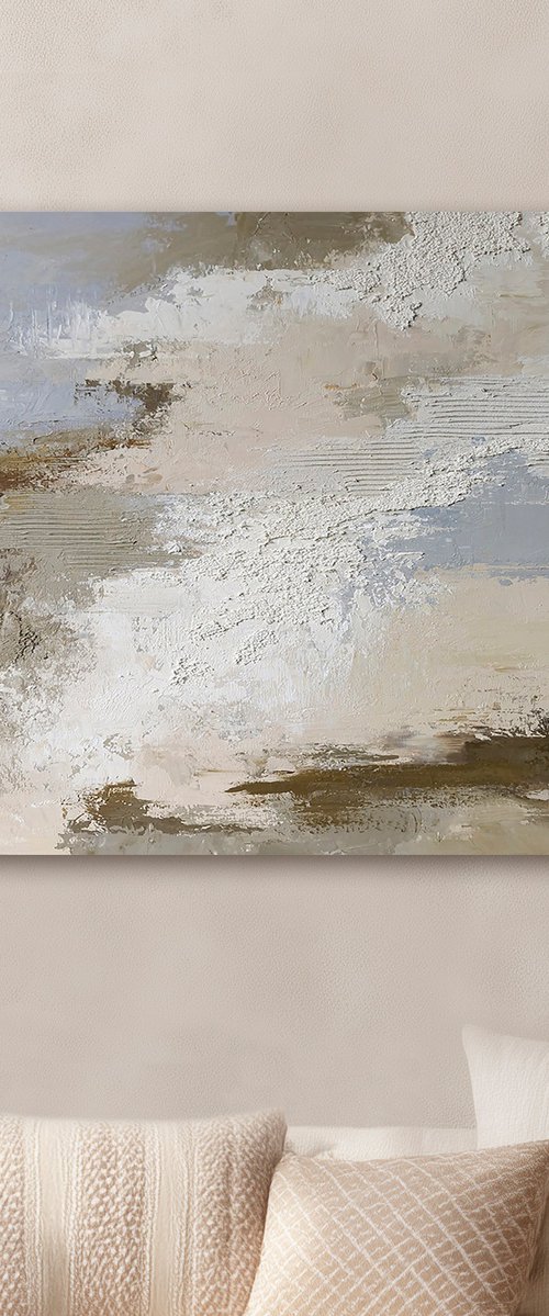 "Borgo" Abstract blue gray textured art by Marine