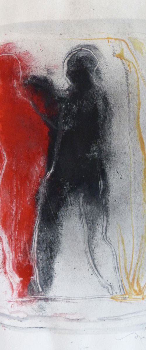 Red and Black 2, mixed media 42x29 cm by Frederic Belaubre