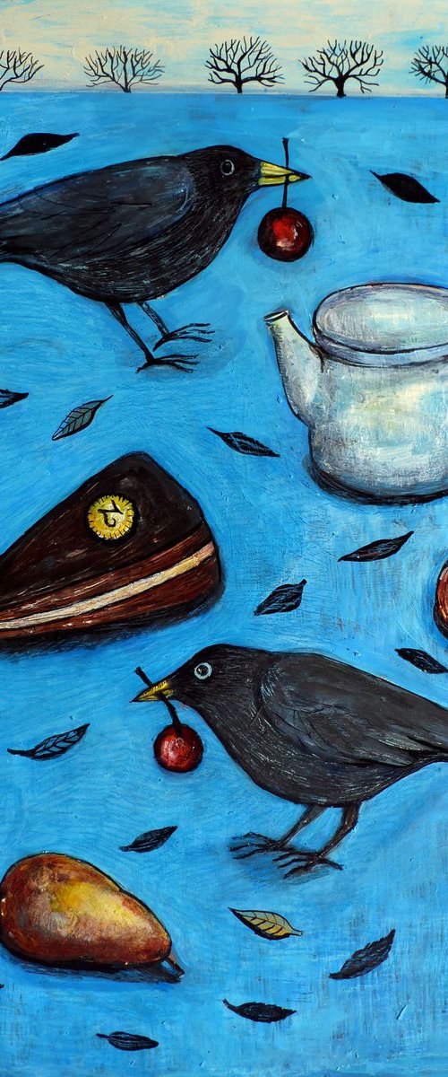 Birds in the kitchen by Elizabeth Vlasova