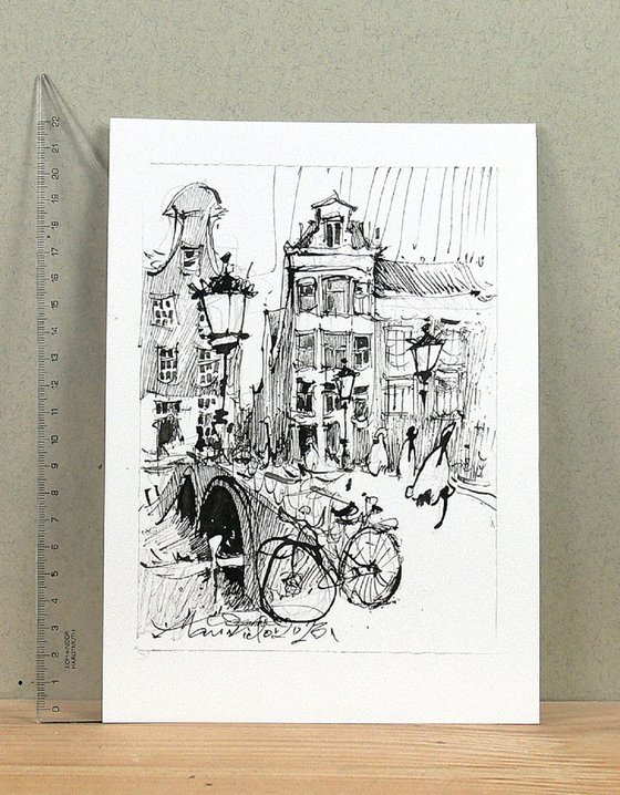 Amsterdam, dip pen ink drawing