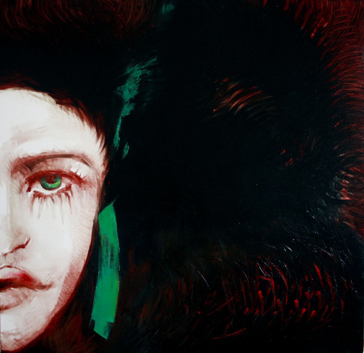 Portrait Oil Painting By Olga David, 31 X 31", Smaragd, Original Artwork