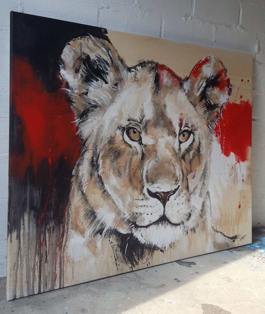 Big Cat #3 - Lioness - Series One of the big five Acrylic painting by ...