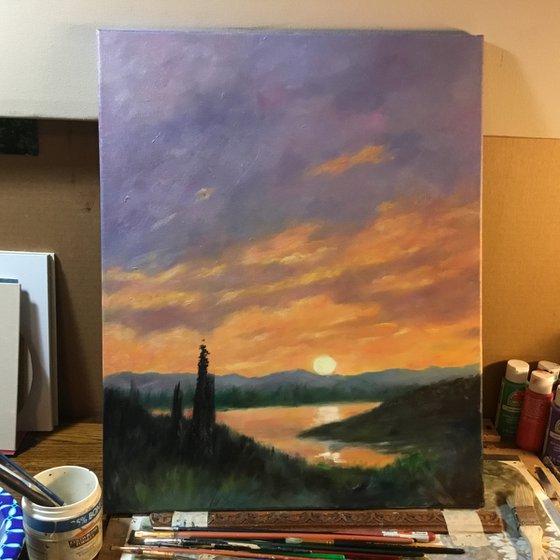 February Sunrise - oil 20X16 inch canvas (SOLD)