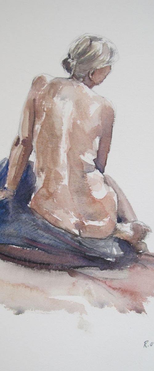 seated female nude/reclining male nude by Rory O’Neill