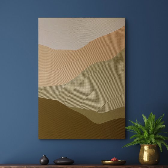 "Cream Field 2" Abstract beige high textured