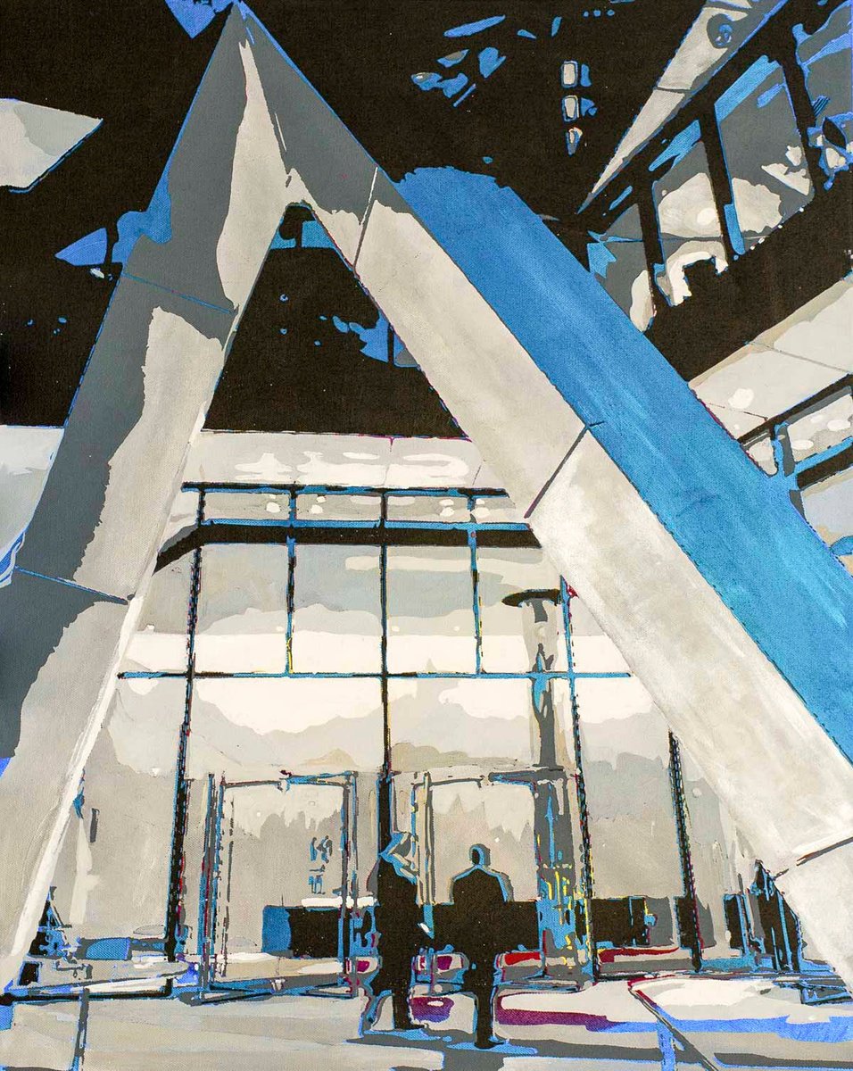 Impressionistic Cityscapes Acrylic Painting By Km Arts, 24 X 30", Shimmering Shadows Of Dusk, Original Artwork