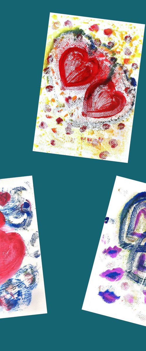 Set of Three Valentine Hearts by Asha Shenoy