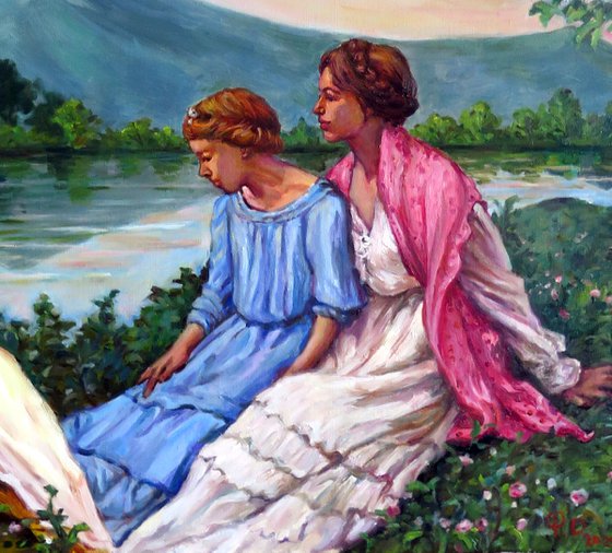 By the Lake, Contemporary,Oil,Canvas
