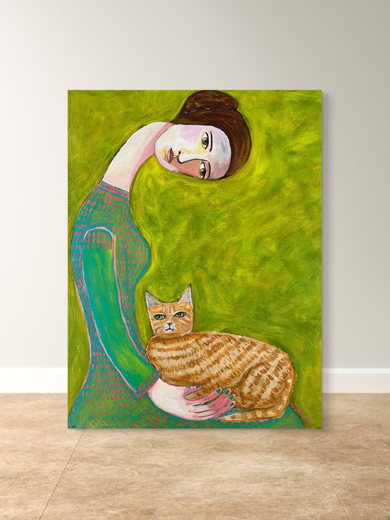 Lady with her Ginger Cat