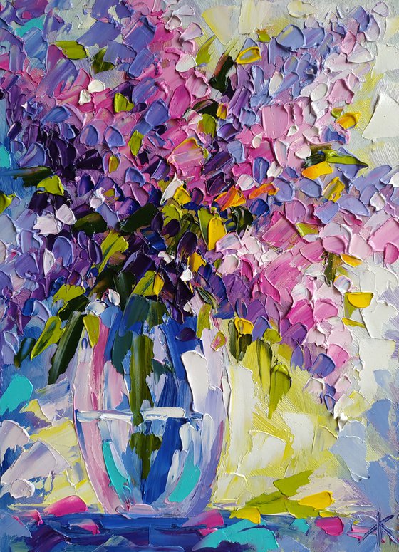 Spring soon - oil painting, lilac, lilac bouquet, flowers, flowers oil painting