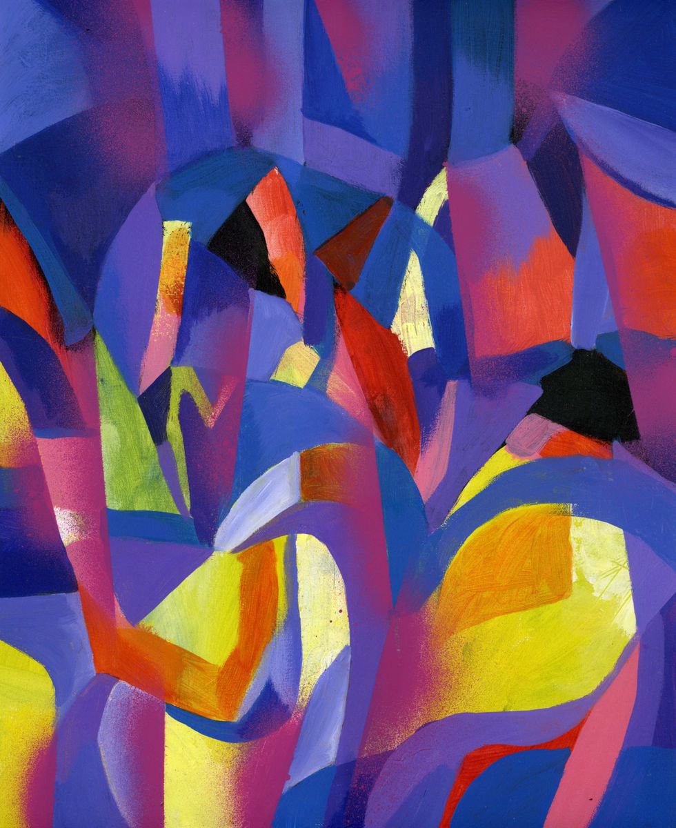 Abstract Acrylic Painting By Alfred Ng, 16 X 20, Feel Like Dancing, Original Artwork