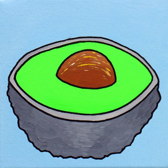 Avocado Half Pop Art Painting on Miniature Canvas