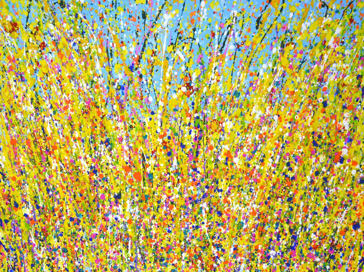 Expressive Botanical Acrylic Painting By Iryna Kastsova, 31 X 24, Summer Day 23., Original Artwork